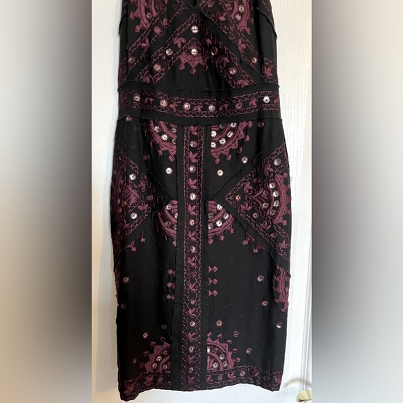 FREE PEOPLE Black Magic Mirror Bodycon Sheath Embroidered Sequin Dress Size 12 - Picture 8 of 12